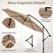 Costway 10' Hanging Umbrella Patio Sun Shade Offset Garden Market W/ T Cross Base Tan